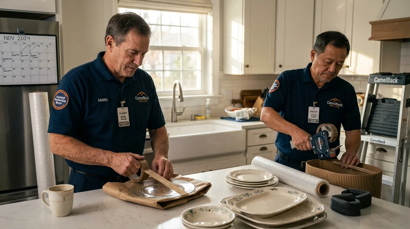 Professional crew packing kitchen dishware in Double Springs, AL